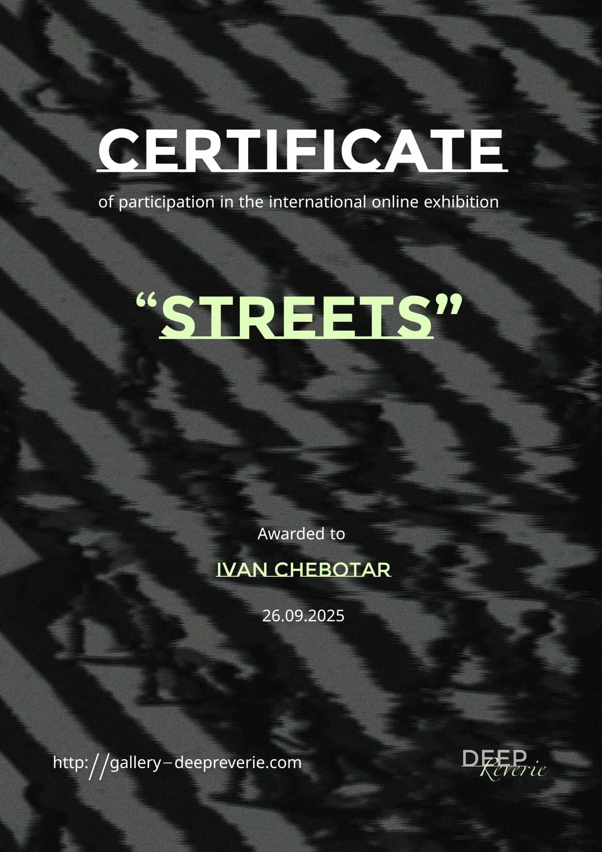 certificate 2025, Breath of time award, certificate, Art Life Love Gallery Italy